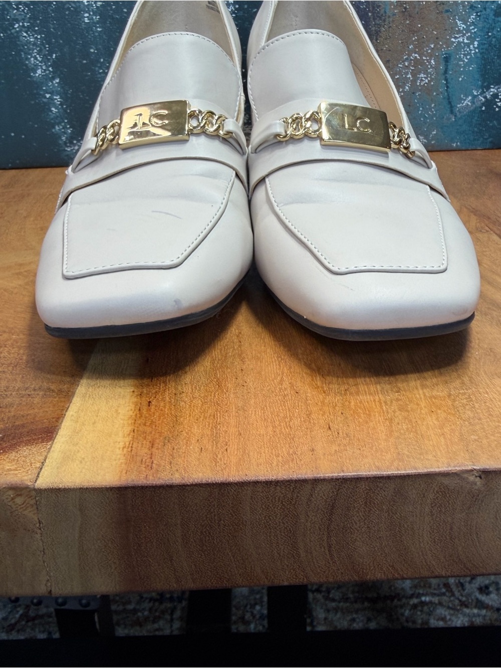 Liz Claiborne Classic 2010's‎ Off White Chain Loafer Heels 10M (GUC) - Picture 11 of 14